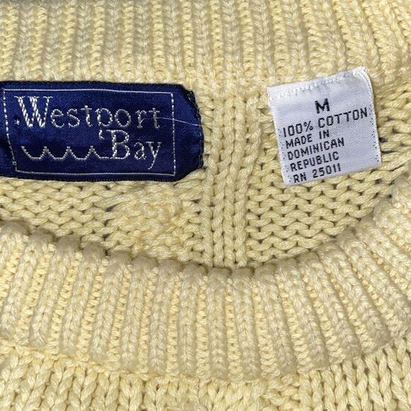 Men’s Westport Bay Yellow Cable Knit Sweater Medium - Picture 4 of 5